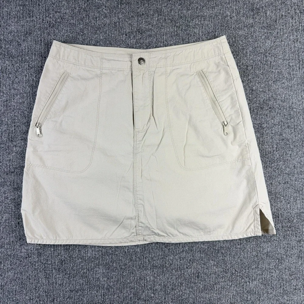 Columbia Skirt Womens 4 Beige Cotton Straight Short Zip Pockets Travel XL5007